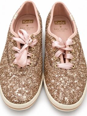 Keds x Kate Spade New York Rose Gold Glitter Sneakers Size 6.5